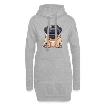 Süßer Mops Hund Cartoon Freund fürs Leben Gamer - Hoodie-Kleid - Grau meliert - Vorne