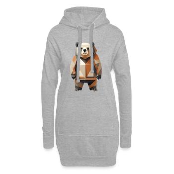 Polypanda Panda Low-Poly - Hoodie-Kleid - Grau meliert - Vorne