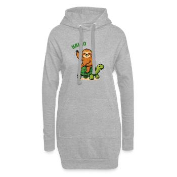 Bonjour paresseux sur la tortue - Sweat-shirt à capuche long Femme - gris chiné - Devant