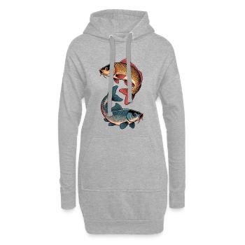 Farbige Karpfen Fische - Hoodie-Kleid - Grau meliert - Vorne