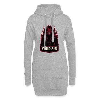 Devil Your Sin, Evil Demon, Hellflames - Hoodie Dress - heather grey - Front
