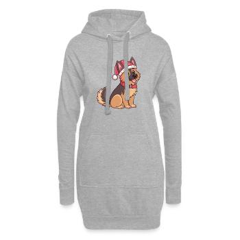 Festlicher Hund Weihnachtsmannhut - Hoodie-Kleid - Grau meliert - Vorne