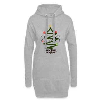 NEW YEAR 2026 – Weihnachtsbaum Design - Hoodie-Kleid - Grau meliert - Vorne