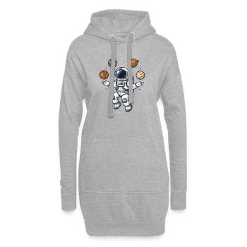 Schwebender Astronaut mit Planeten im Comic Stil - Hoodie-Kleid - Grau meliert - Vorne