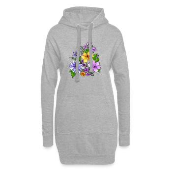 Blumen - Hoodie-Kleid - Grau meliert - Vorne