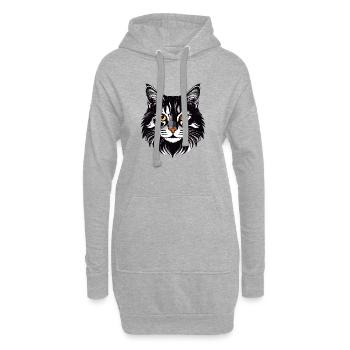 Katze Kopf lange Haare schmuße Katzen Motiv - Hoodie-Kleid - Grau meliert - Vorne