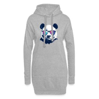 cooler Panda mit Neon Sonnenbrille Porträt Motiv - Hoodie-Kleid - Grau meliert - Vorne