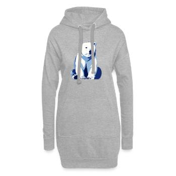 Ours polaire bleu grand ours polaire amical assis - Sweat-shirt à capuche long Femme - gris chiné - Devant