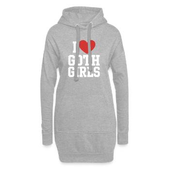 Je c’est le cœur des filles gothiques - Sweat-shirt à capuche long Femme - gris chiné - Devant