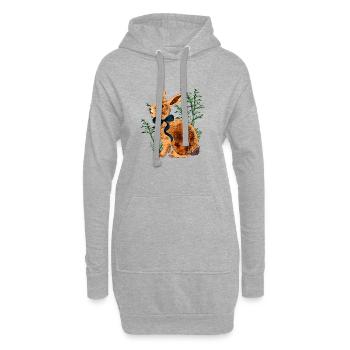 Aquarell Hasenporträt mit Schleifenband - Hoodie-Kleid - Grau meliert - Vorne