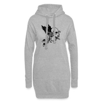 Cupidon Squelette aux ailes noires - Sweat-shirt à capuche long Femme - gris chiné - Devant
