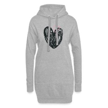 Double Cœur  - Sweat-shirt à capuche long Femme - gris chiné - Devant