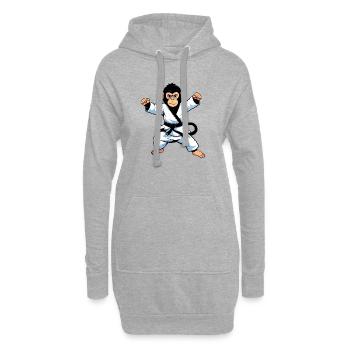 Schimpansen Affe im Karate Gi Kampfsport Motiv - Hoodie-Kleid - Grau meliert - Vorne