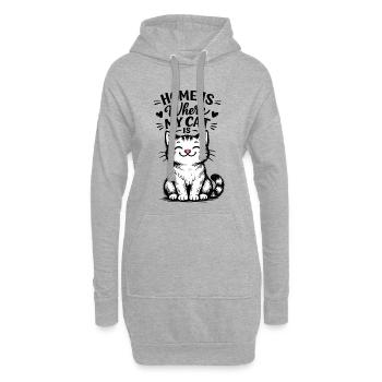 Chez moi, c’est là où est mon chat – motif de chat mignon - Sweat-shirt à capuche long Femme - gris chiné - Devant