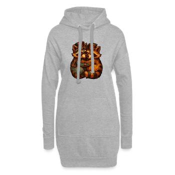 Câlin du duo renard steampunk - Sweat-shirt à capuche long Femme - gris chiné - Devant