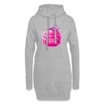 Kawaii Himbeere Kuschelcharakter - Hoodie-Kleid - Grau meliert - Vorne