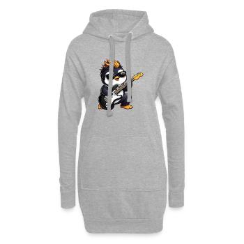 Cooler Pinguin mit Sonnenbrille Rocker Frisur Gita - Hoodie-Kleid - Grau meliert - Vorne