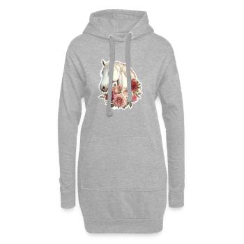 Pferd mit Blumen - Hoodie-Kleid - Grau meliert - Vorne