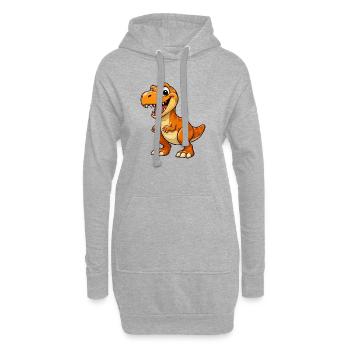 Lustiger Dino Cartoon T-Rex - Hoodie-Kleid - Grau meliert - Vorne