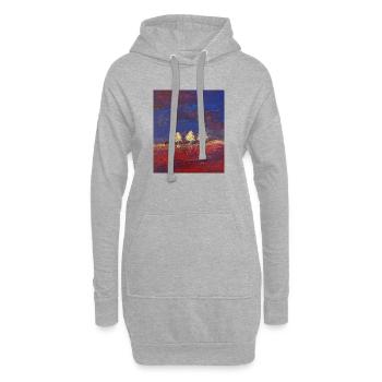 Drei Bäume in Abendrot - Hoodie-Kleid - Grau meliert - Vorne