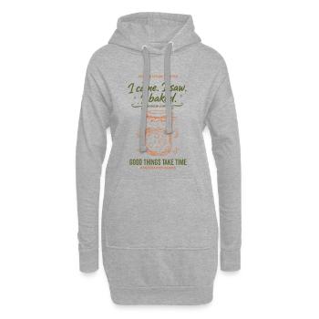 Levain Je suis venu J’ai vu que j’avais fait du pain en train de faire du pain - Sweat-shirt à capuche long Femme - gris chiné - Devant