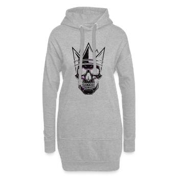 King Skull pour les fans de Tattoo Rock Gamers - Sweat-shirt à capuche long Femme - gris chiné - Devant