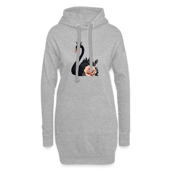 Schwarzer Schwan, gekrönt mit Rose - Hoodie-Kleid - Grau meliert - Vorne