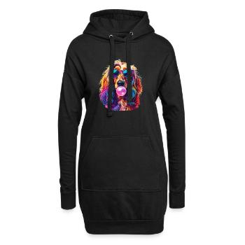 Pop-Art Afghanischer Windhund mit Bubblegum - Hoodie-Kleid - Schwarz - Vorne