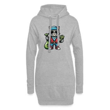 Chat avec de l’argent et des lunettes de soleil - Sweat-shirt à capuche long Femme - gris chiné - Devant