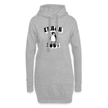 „Frack you“ – Der freche Pinguin - Hoodie-Kleid - Grau meliert - Vorne