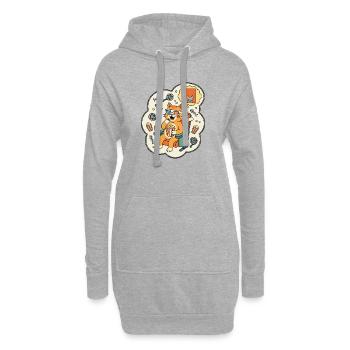 Katzenkino Popcorn Spaß - Hoodie-Kleid - Grau meliert - Vorne