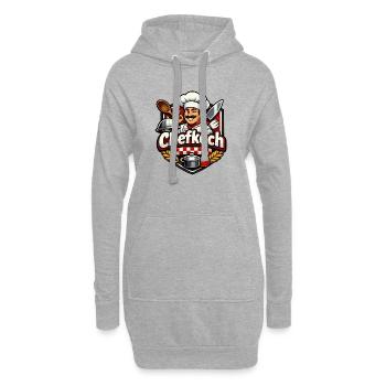 Chefkoch Cartoon Motiv Küchenheld - Hoodie-Kleid - Grau meliert - Vorne