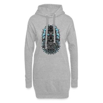 Masque Cthulhu Kraken Abyssal Bleu et Noir Totem - Sweat-shirt à capuche long Femme - gris chiné - Devant