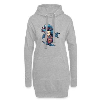 Vacances de bandes dessinées Dolphin - Sweat-shirt à capuche long Femme - gris chiné - Devant