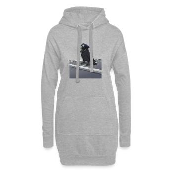 Rabe als Polizeibeamter auf Straße - Hoodie-Kleid - Grau meliert - Vorne