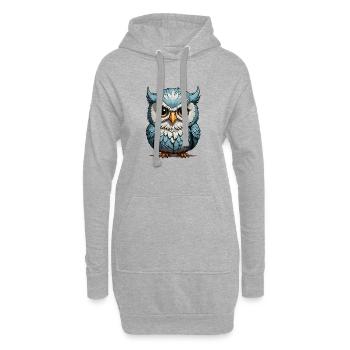 Blauäugige Eulenillustration - Hoodie-Kleid - Grau meliert - Vorne