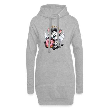 Mignon anneau zébré avec des ailes en dessin animé - Sweat-shirt à capuche long Femme - gris chiné - Devant