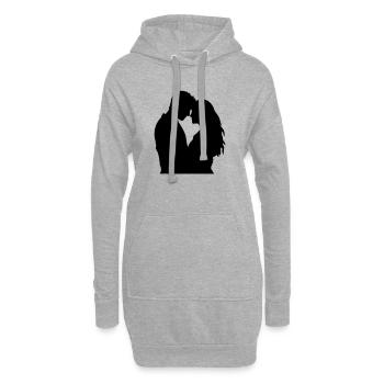 Couple Silhouette Amour Romance Petit ami de la Saint-Valentin - Sweat-shirt à capuche long Femme - gris chiné - Devant