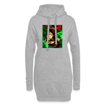 Geometrischer Neon-Tierkopf mit Sonnenbrille - Hoodie-Kleid - Grau meliert - Vorne