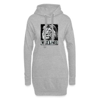 Lion sauvage et libre - Sweat-shirt à capuche long Femme - gris chiné - Devant
