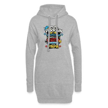Mon Parrain va m'apprendre les bêtises avec Papa - Sweat-shirt à capuche long Femme - gris chiné - Devant