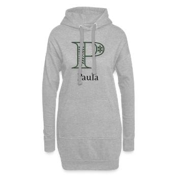 Monogramm P mit botanischem Ornament - Hoodie-Kleid - Grau meliert - Vorne