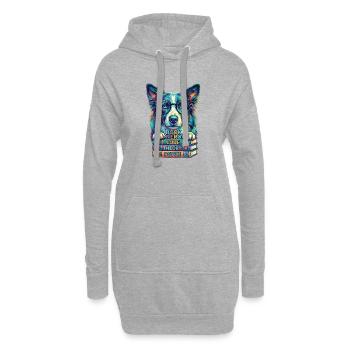 Pop Art Border Collie Nerd Dog - Livres - Sweat-shirt à capuche long Femme - gris chiné - Devant