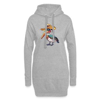 Sombrero drôle d’oiseau pélican - Sweat-shirt à capuche long Femme - gris chiné - Devant