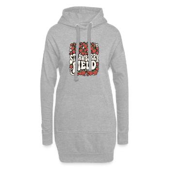 Champ de fraises rétro - Sweat-shirt à capuche long Femme - gris chiné - Devant