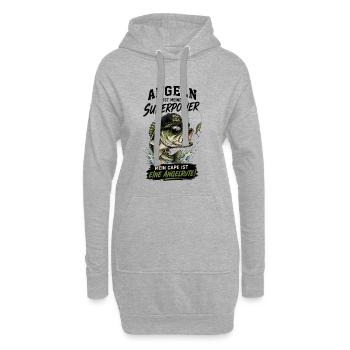 Angeln ist meine Superpower - Hoodie-Kleid - Grau meliert - Vorne