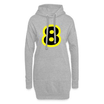 8 Symbole numérique - Sweat-shirt à capuche long Femme - gris chiné - Devant
