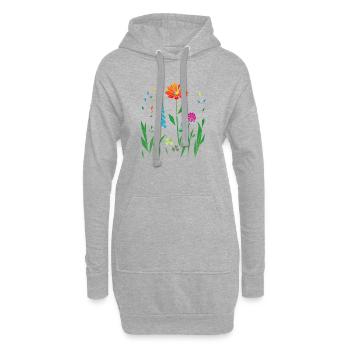 Illustration colorée de prairie fleurie - Sweat-shirt à capuche long Femme - gris chiné - Devant