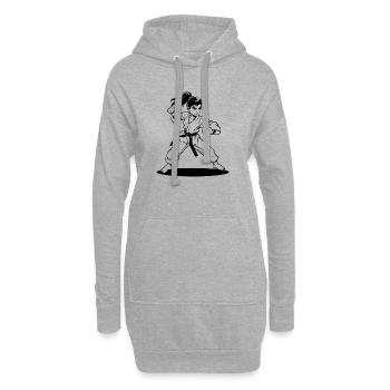 Karate Girl Comic Look - Sweat-shirt à capuche long Femme - gris chiné - Devant