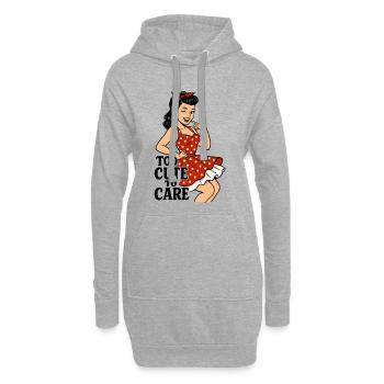 Too Cute to Care – Freches Pin-up Girl Retro - Hoodie-Kleid - Grau meliert - Vorne